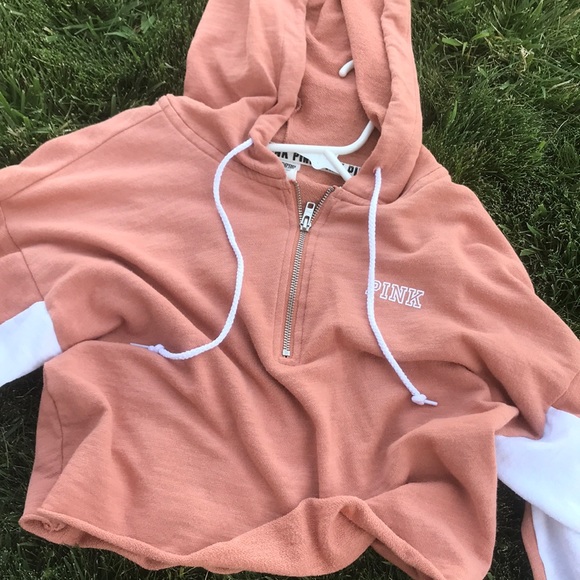 PINK Victoria's Secret Jackets & Blazers - Cropped zip pink sweater PINK Victoria's Secret Jackets & Blazers - Cropped zip pink sweater